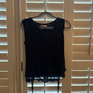 Navy Tory Burch top with waist tie and neck hook closure